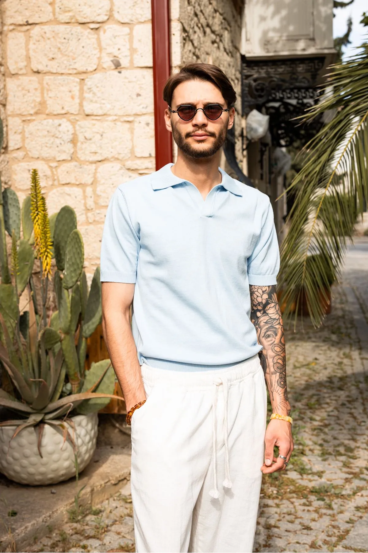 Alten Bebe Mavi Polo Yaka %100 Pamuk Triko Erkek Tshirt
