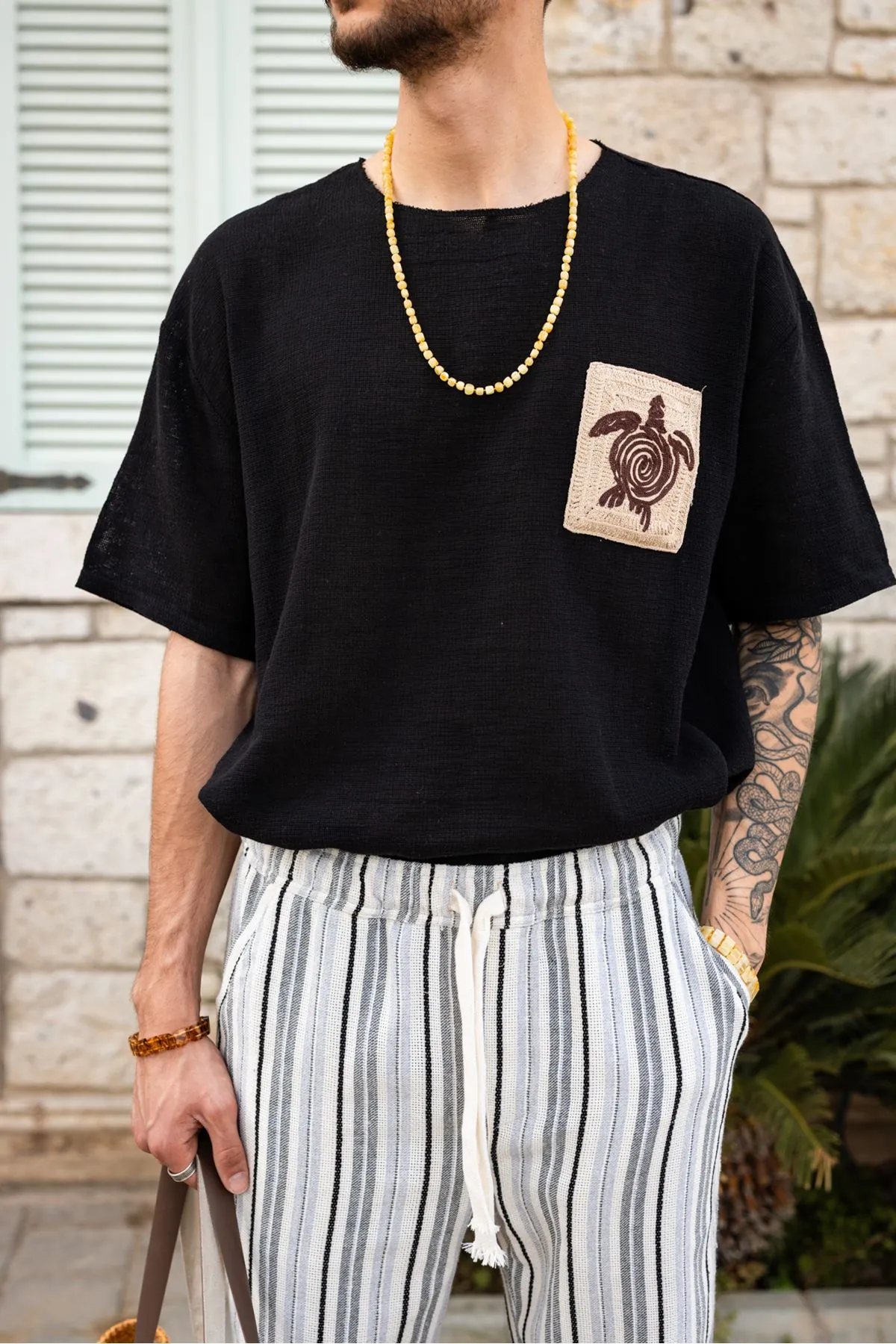 Michelangelo Siyah %100 Pamuk Erkek Tshirt