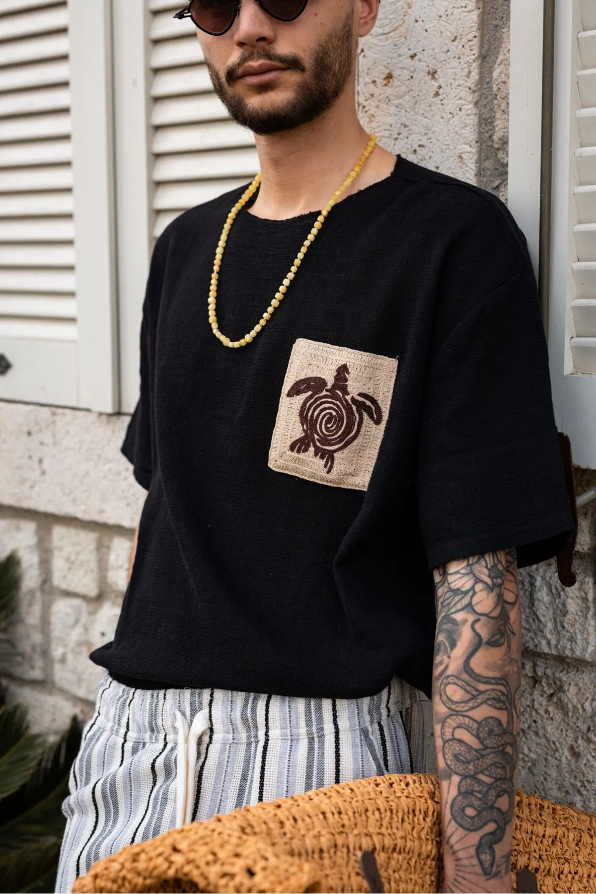 Michelangelo Siyah %100 Pamuk Erkek Tshirt
