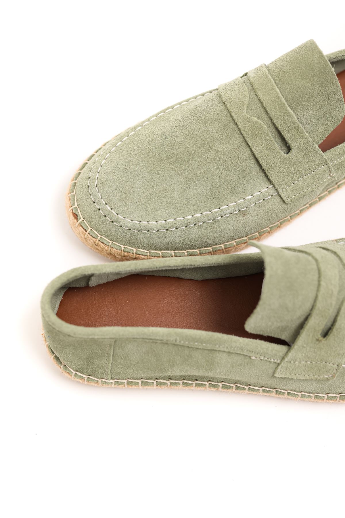 Minoa Avokado Loafer Süet Hakiki Deri Espadril