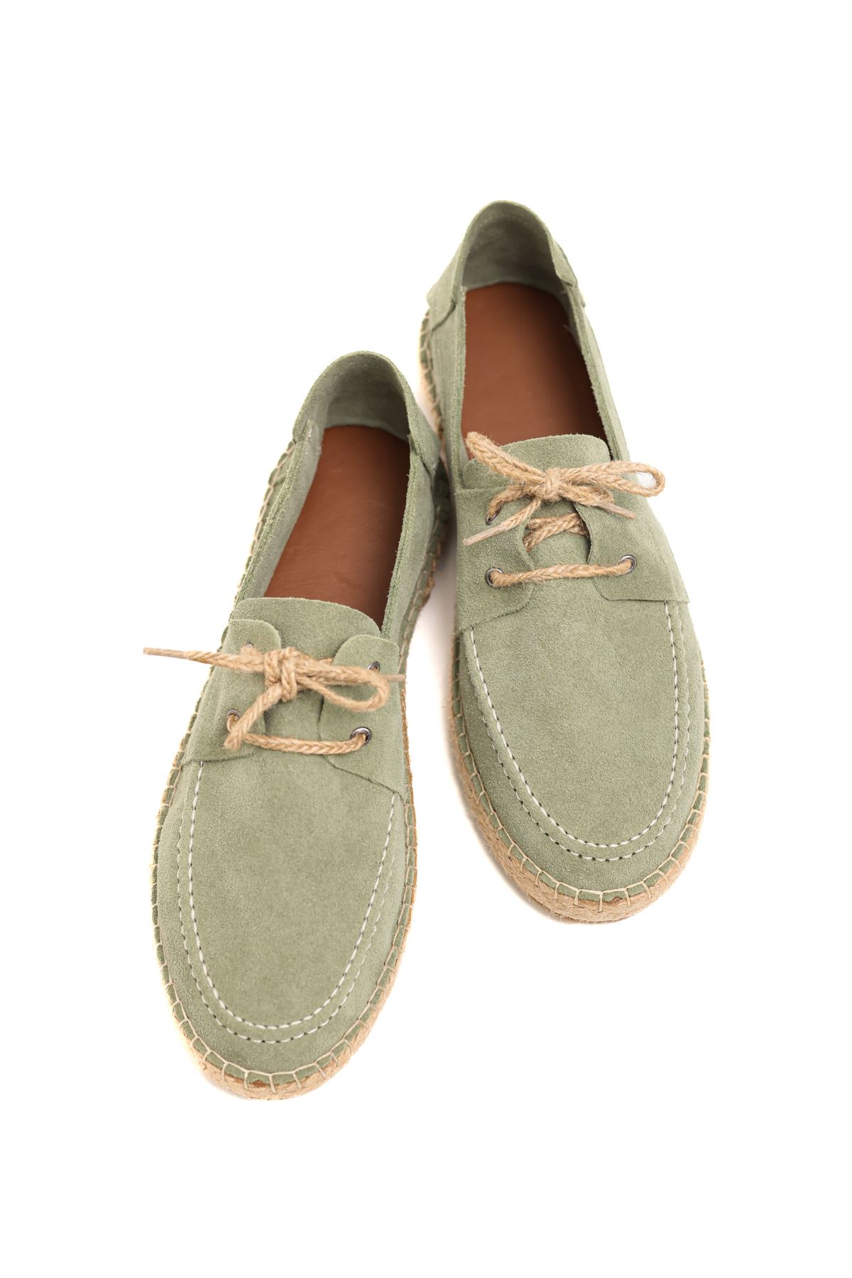 Petra Bağcıklı Avokado Süet Deri Espadril