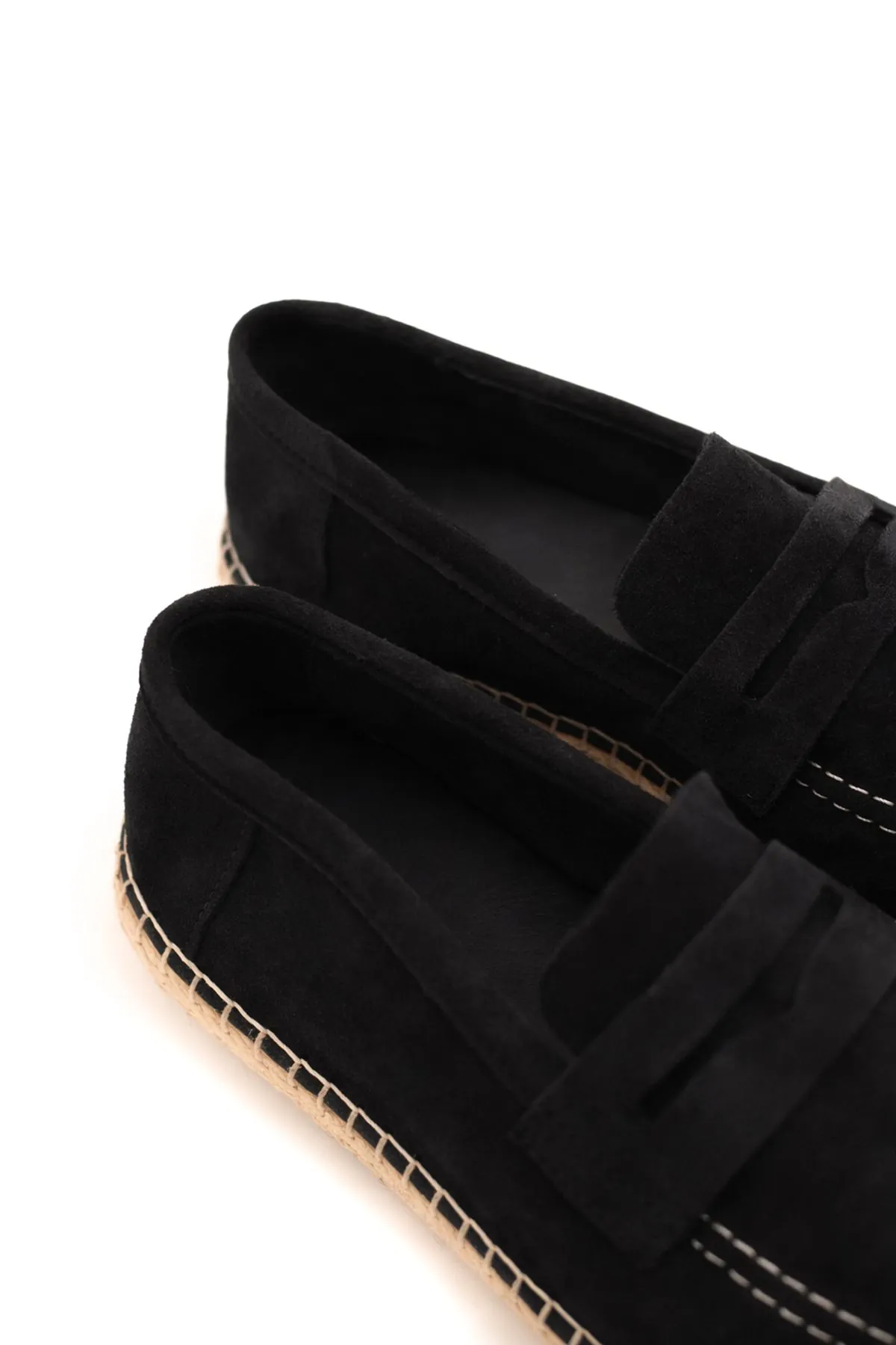Minoa Siyah Loafer Süet Hakiki Deri Erkek Espadril