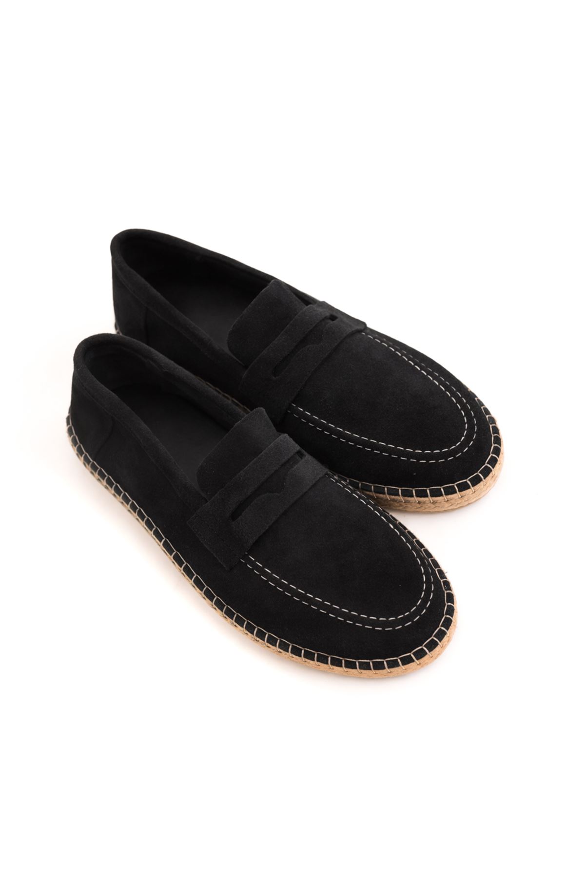 Minoa Siyah Loafer Süet Deri Espadril