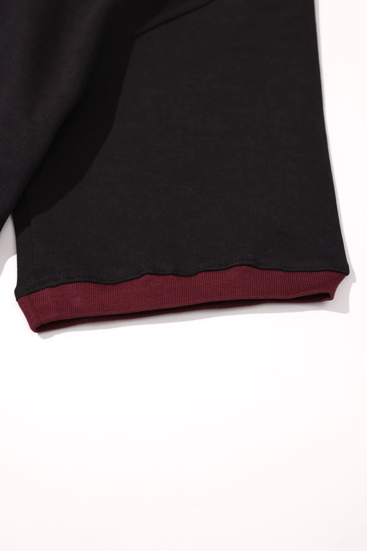 Axis Siyah Bordo Oversize %100 Pamuk Erkek Tshirt
