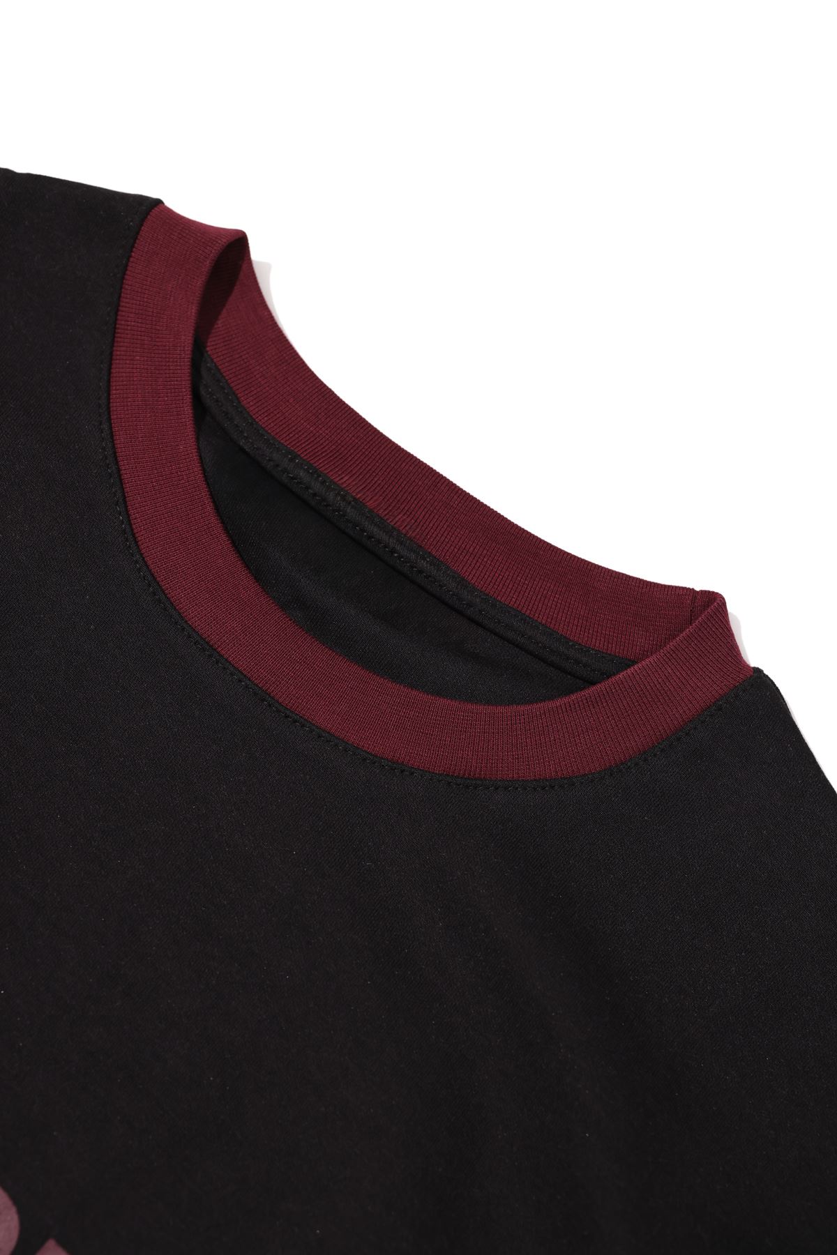 Axis Siyah Bordo Oversize %100 Pamuk Erkek Tshirt