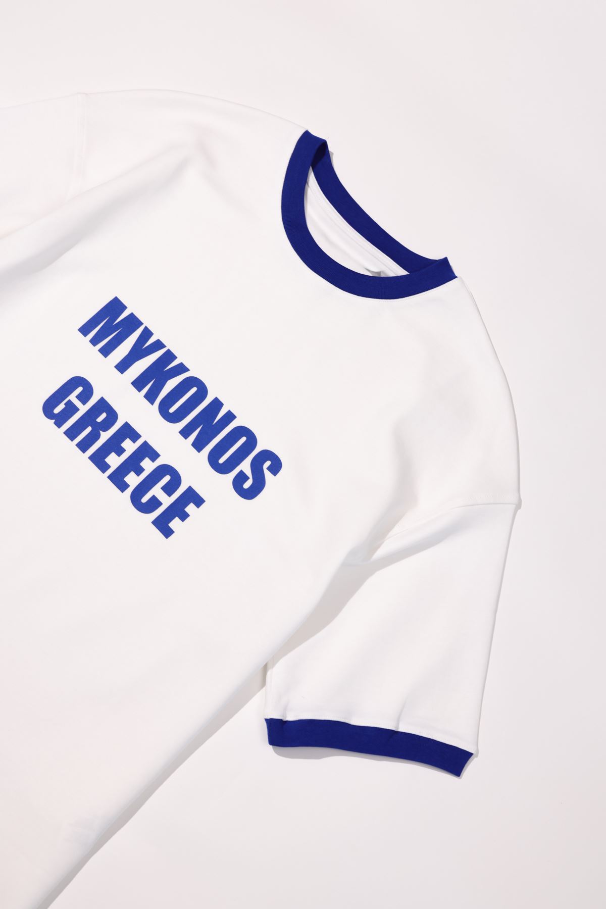 Axis Beyaz Mavi Oversize %100 Pamuk Erkek Tshirt