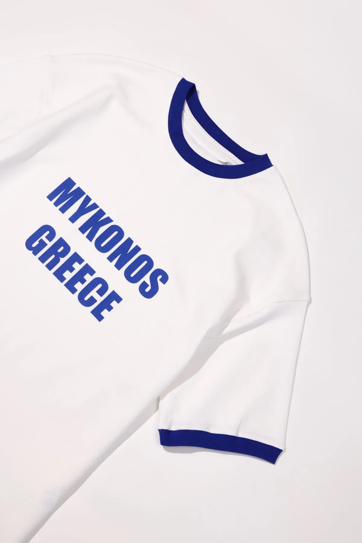 Axis Beyaz Mavi Oversize %100 Pamuk Erkek Tshirt