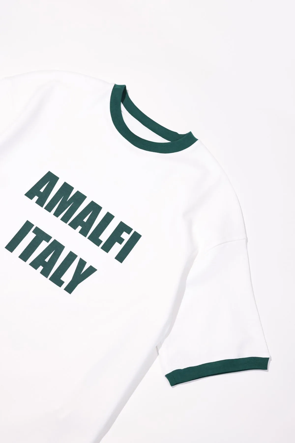 Axis Beyaz Yeşil Oversize %100 Pamuk Erkek Tshirt