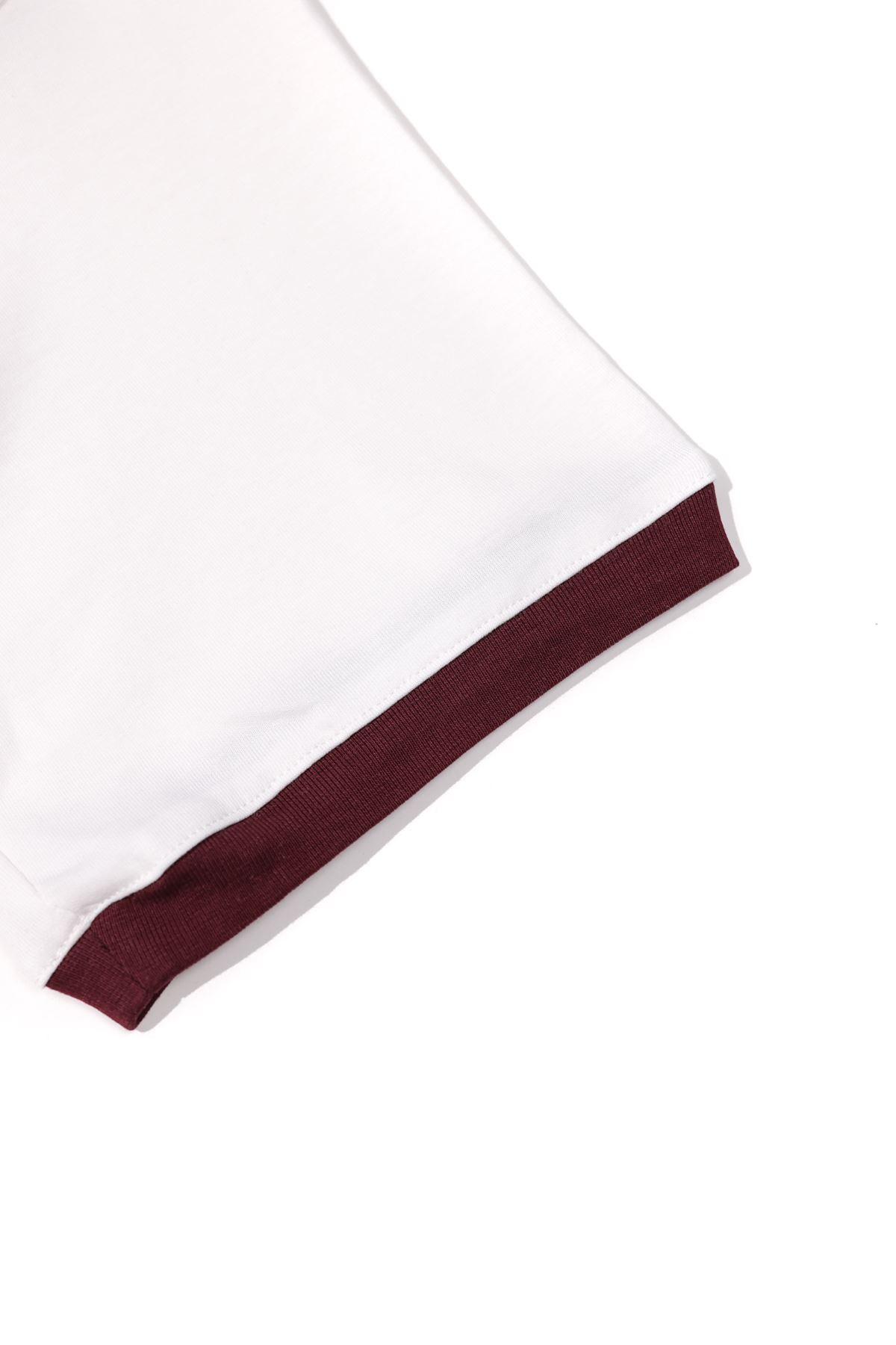 Axis Beyaz Bordo Oversize %100 Pamuk Erkek Tshirt
