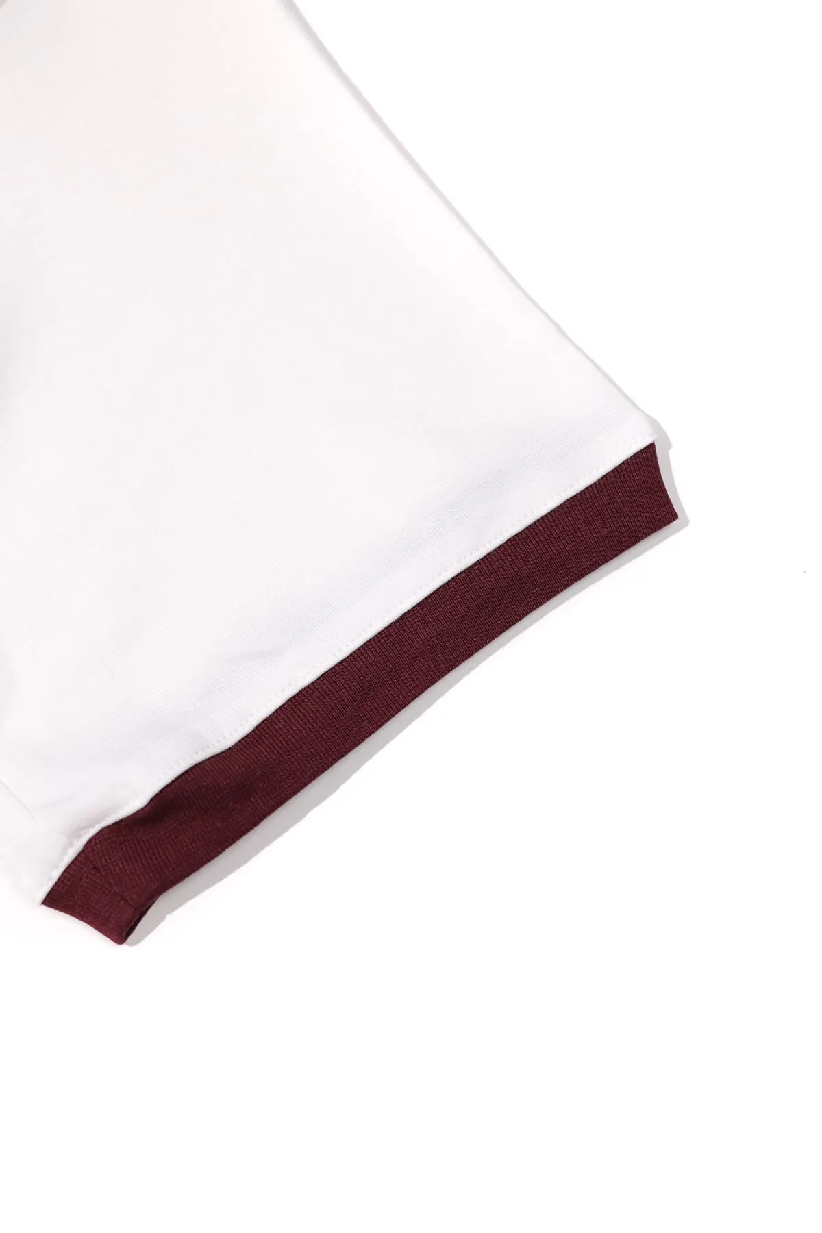 Axis Beyaz Bordo Oversize %100 Pamuk Erkek Tshirt