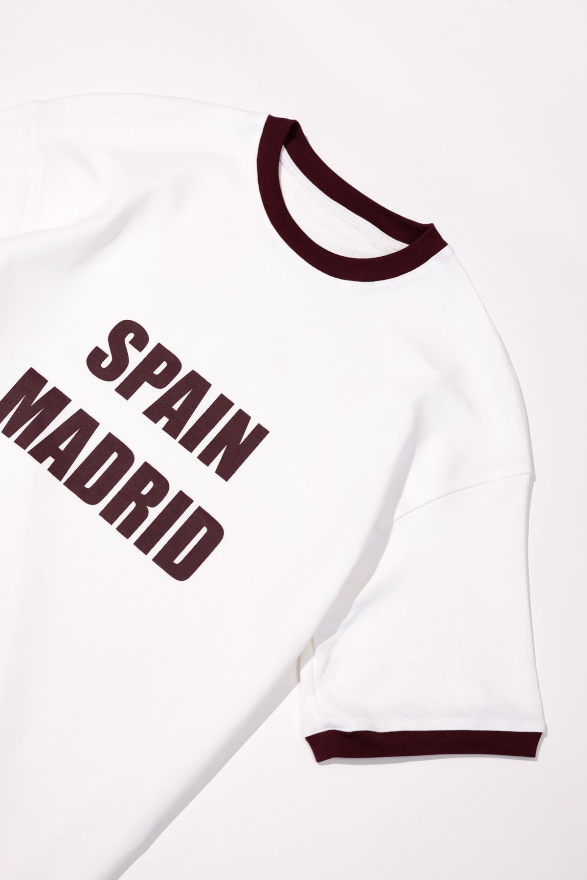 Axis Beyaz Bordo Oversiz Tshirt