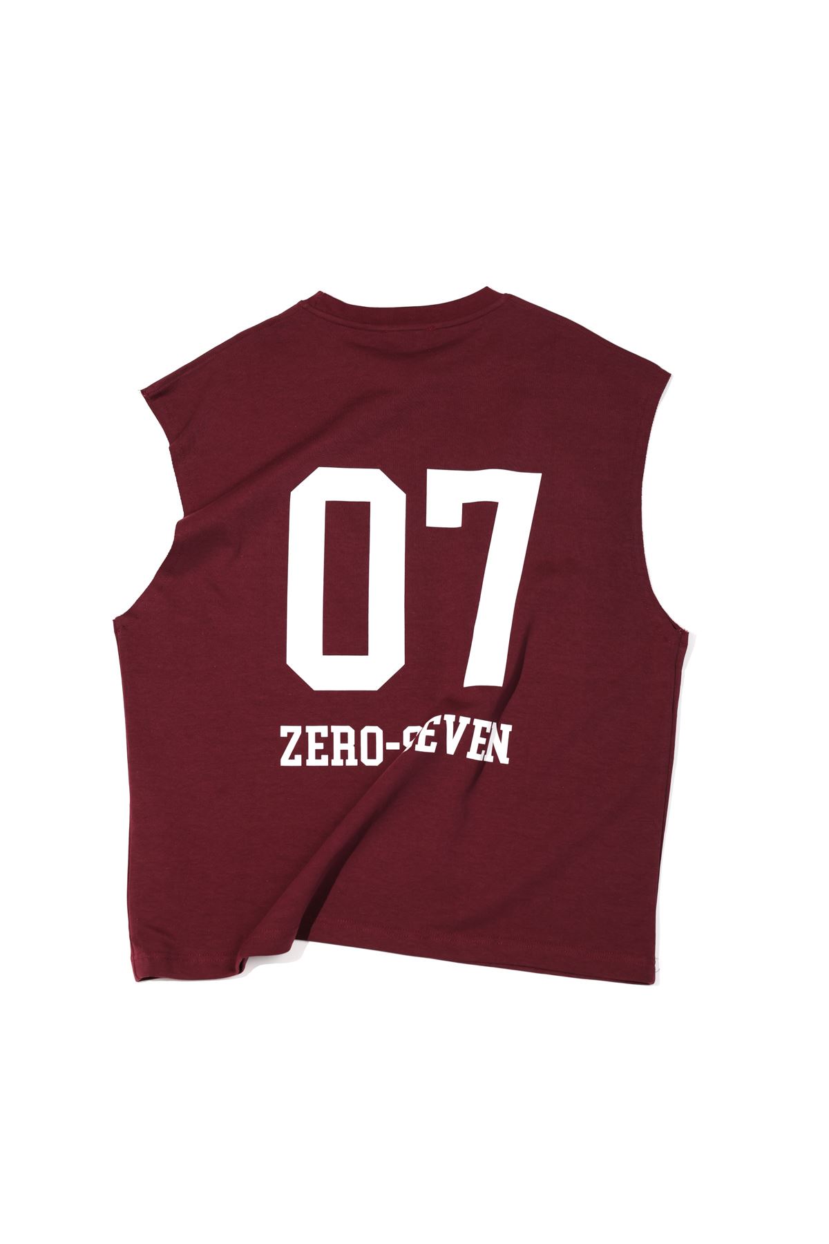 Zero-Seven Bordo Oversize Kolsuz Tshirt
