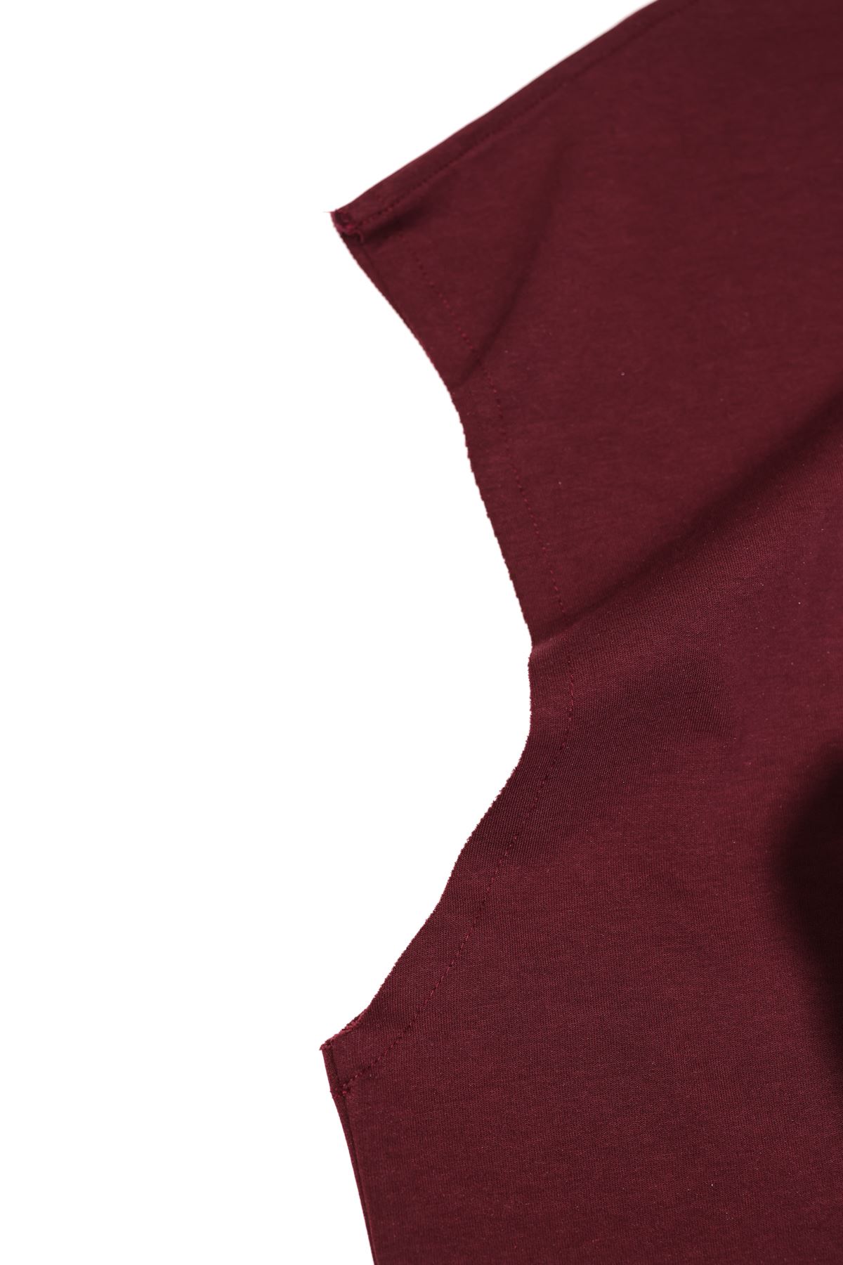 Zero-Seven Bordo Oversize Kolsuz Tshirt