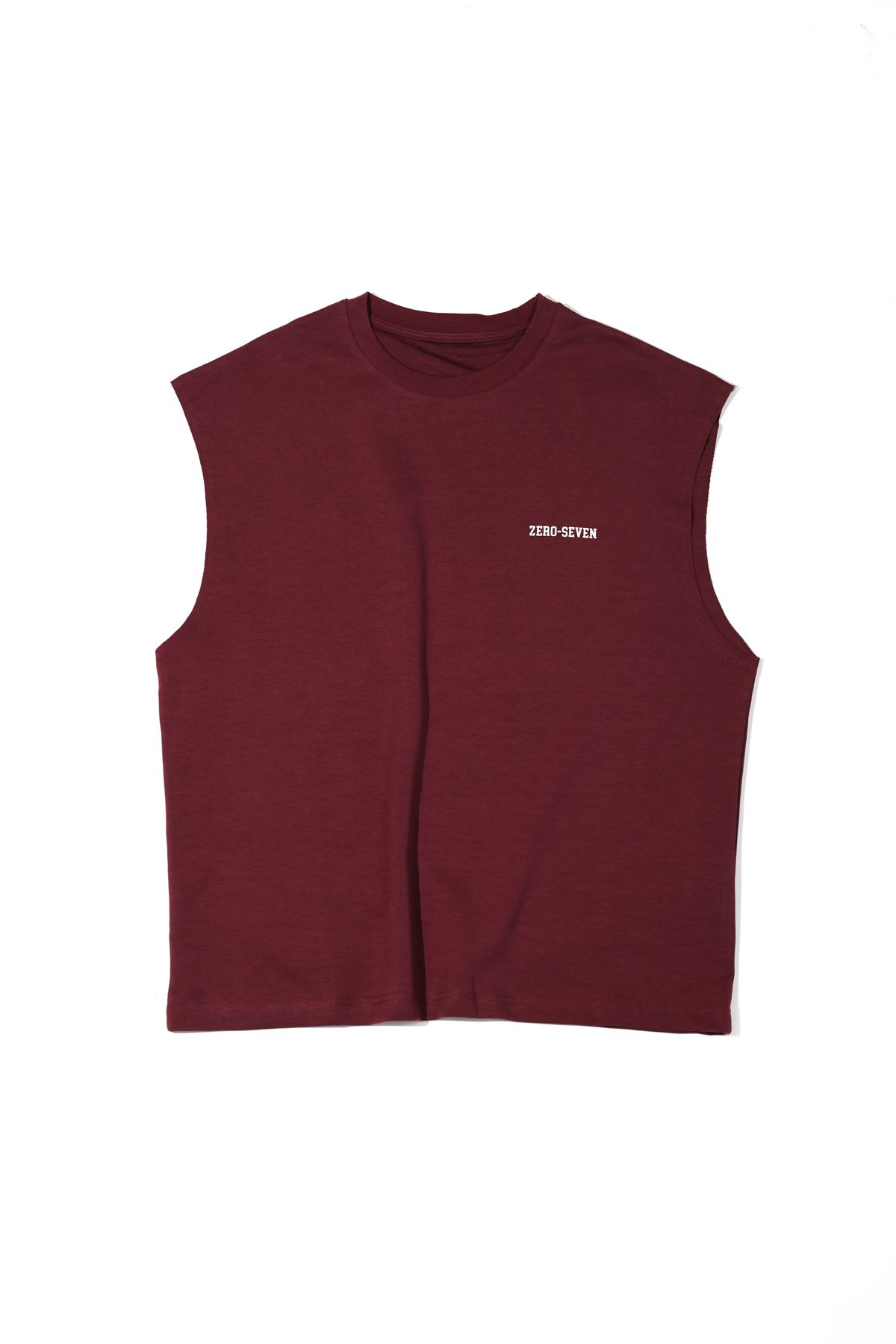 Zero-Seven Bordo Oversize Kolsuz Tshirt