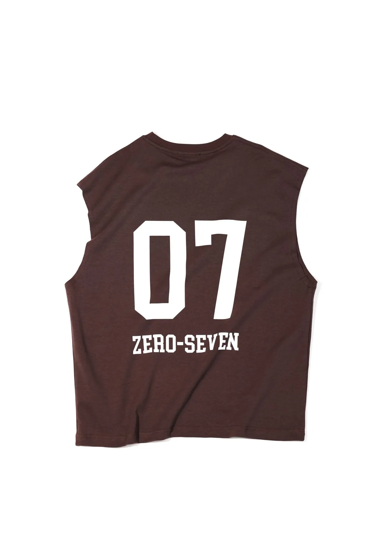 Zero-Seven Kahve Oversize Kolsuz %100 Pamuk Erkek Tshirt