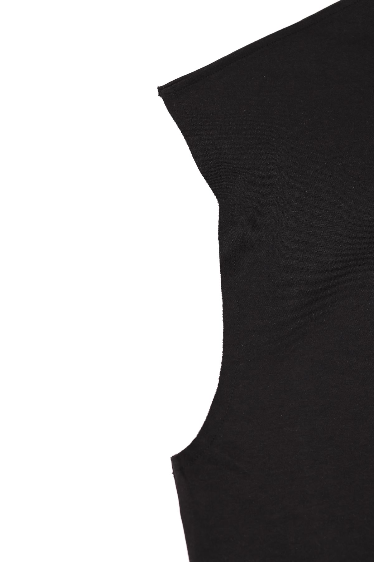 Zero-Seven Siyah Oversize Kolsuz Tshirt