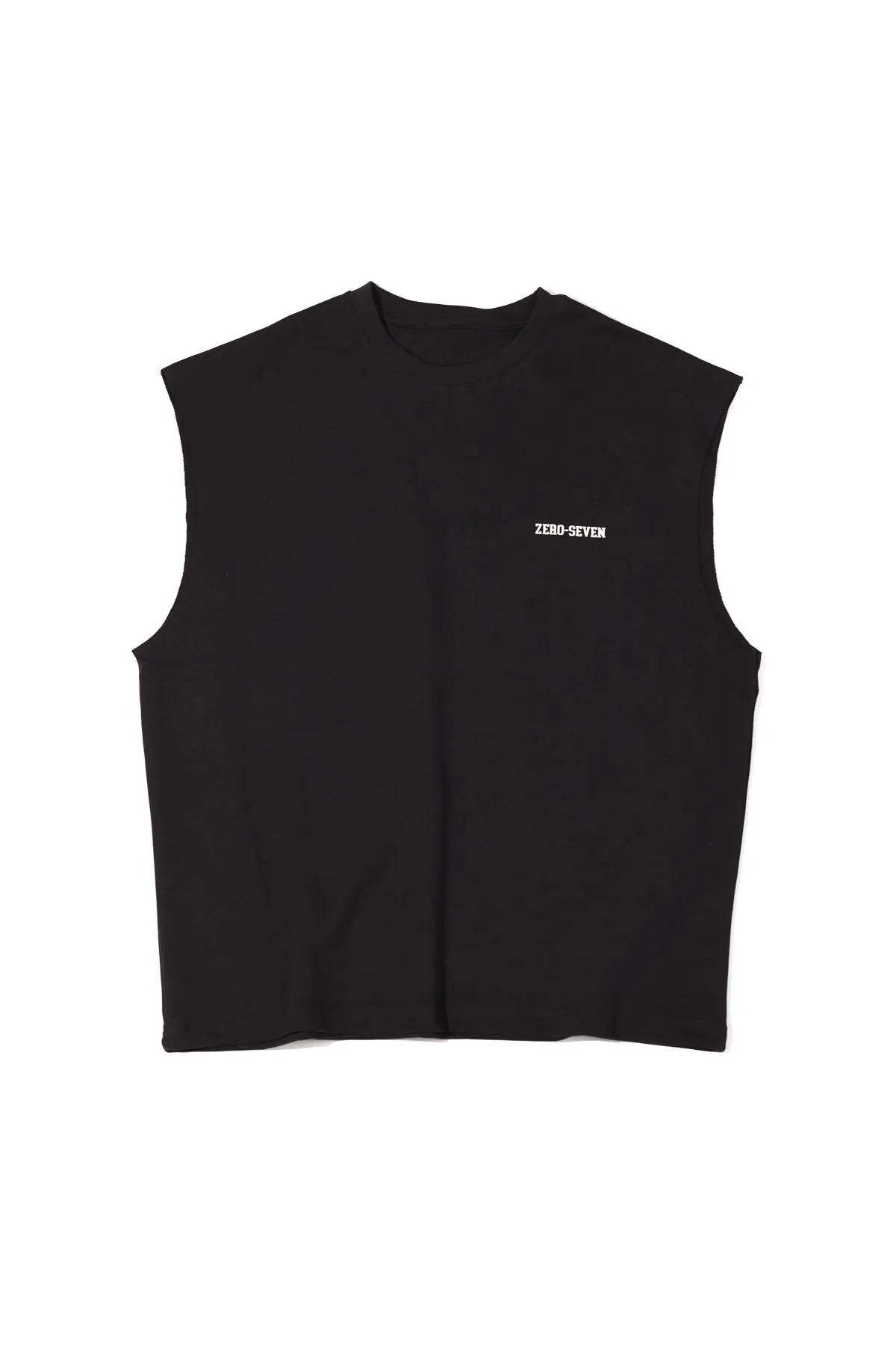 Zero-Seven Siyah Oversize Kolsuz %100 Pamuk Erkek Tshirt