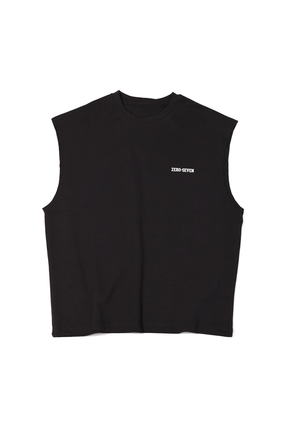 Zero-Seven Siyah Oversize Kolsuz Tshirt