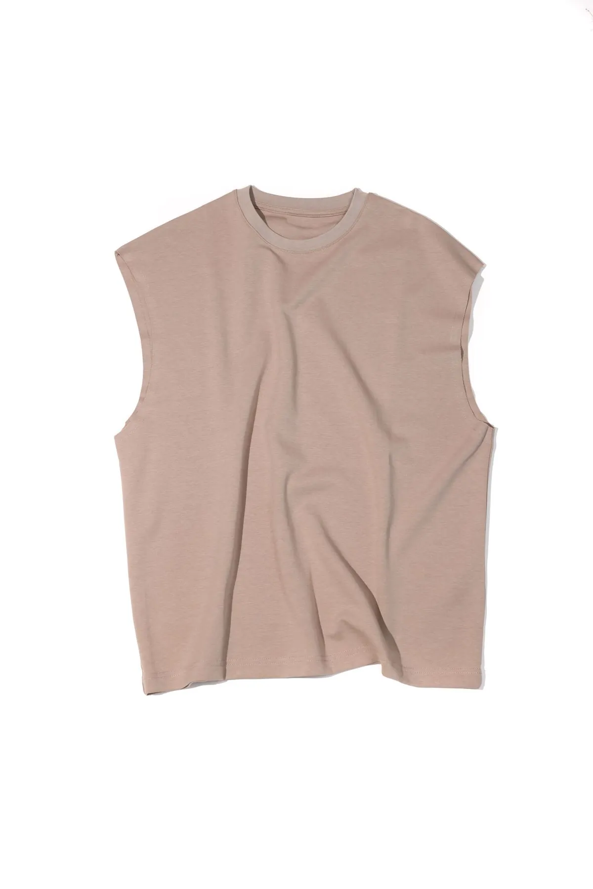 Raen Kahve Oversize Kolsuz %100 Pamuk Erkek Tshirt