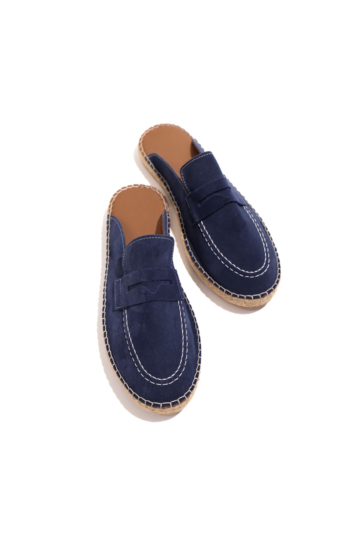 Hera Lacivert Deri Terlik