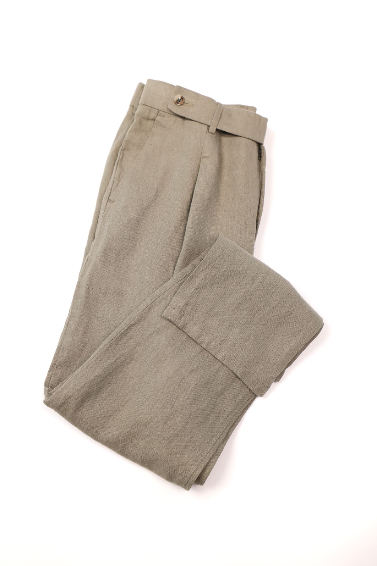 Giardino Haki %100 Keten Pantolon