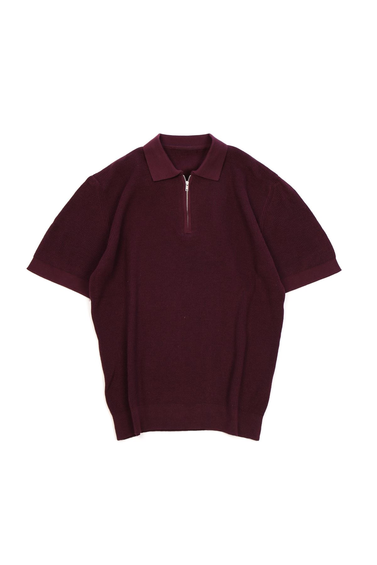 Lave Bordo Fermuarlı Triko Tshirt