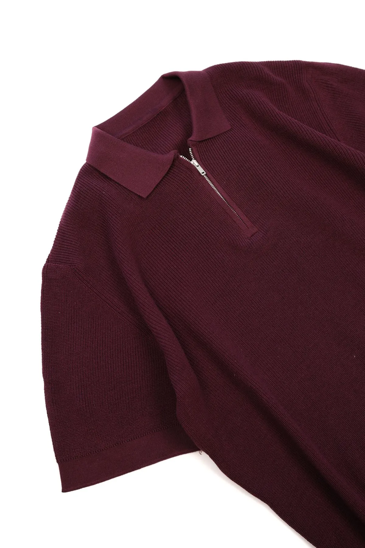 Lave Bordo Fermuarlı Triko Erkek Tshirt