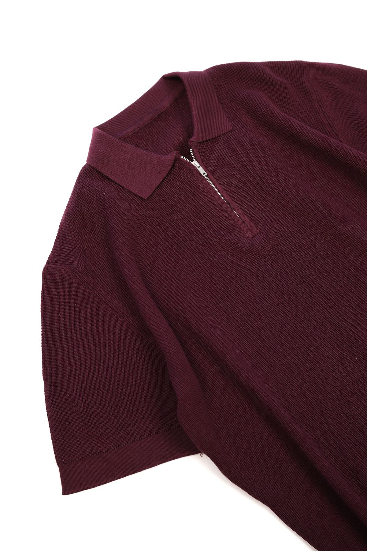 Lave Bordo Fermuarlı Triko Tshirt