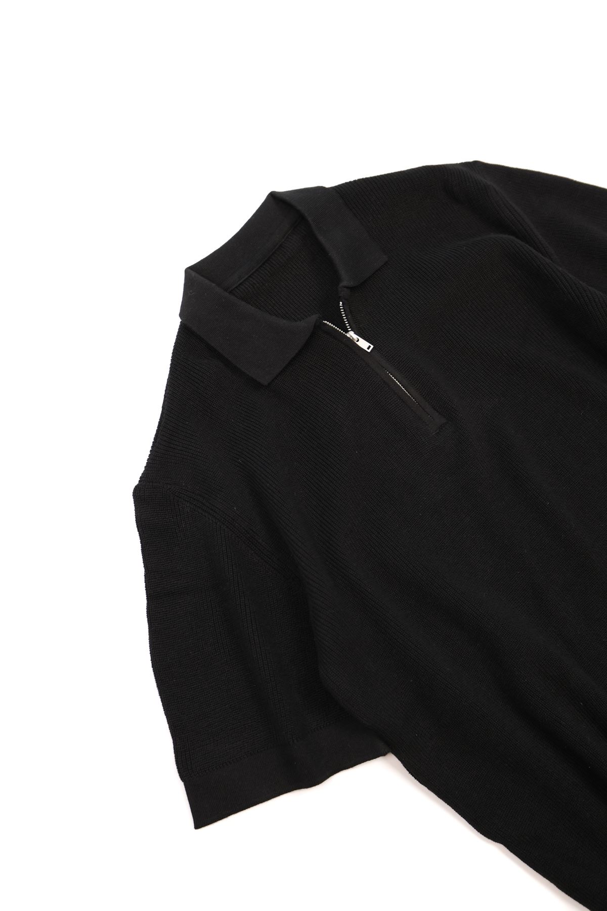 Lave Siyah Fermuarlı Triko Tshirt