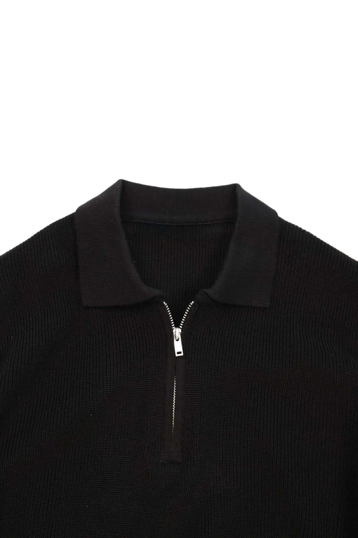 Lave Siyah Fermuarlı Triko Erkek Tshirt