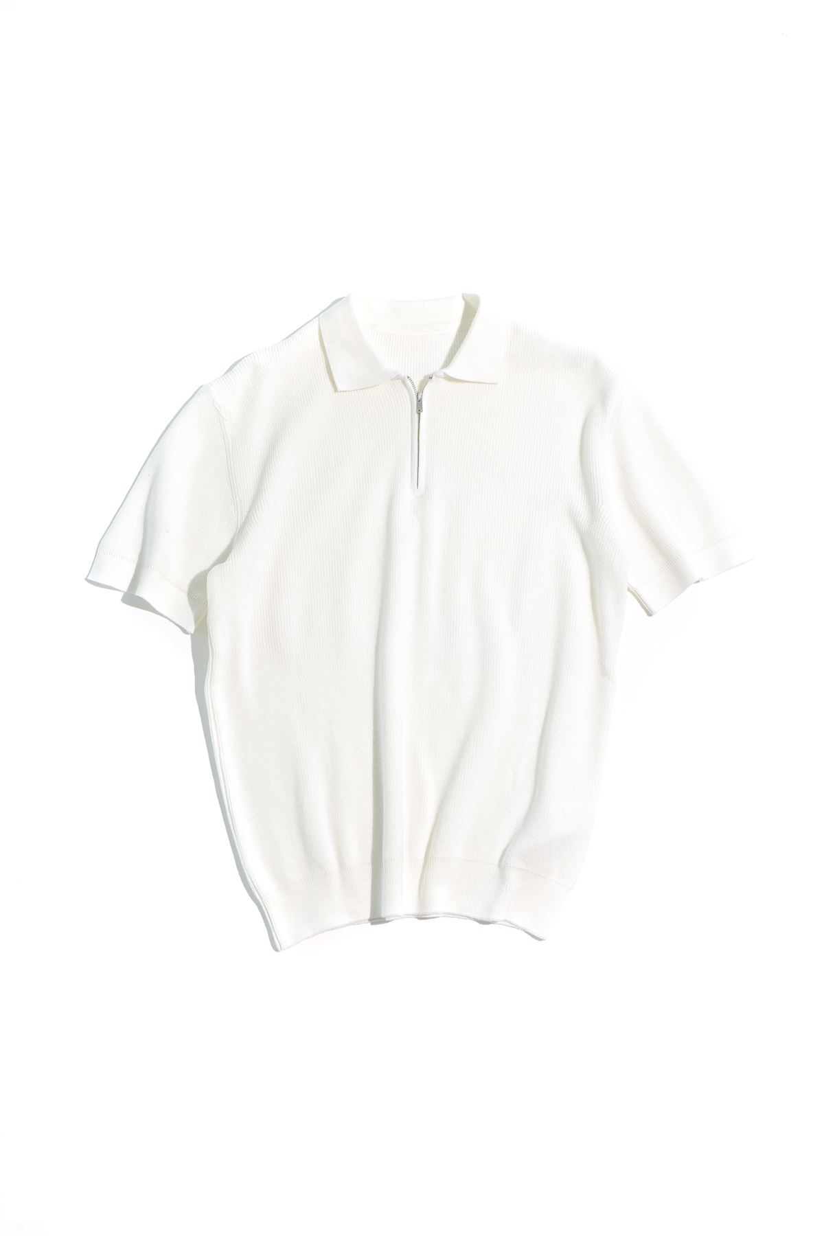 Lave Beyaz Fermuarlı Triko Tshirt