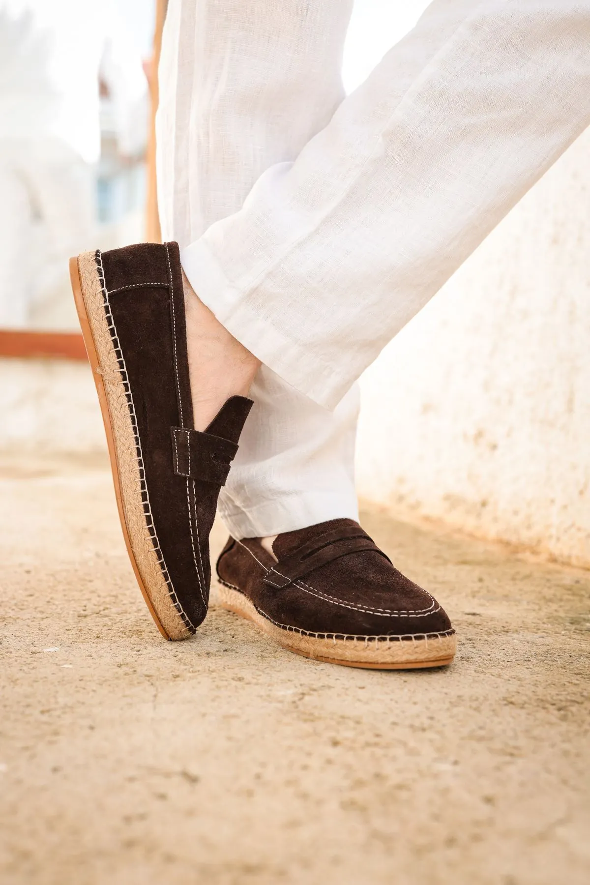 Minoa Kahve Loafer Süet Hakiki Deri Erkek Espadril
