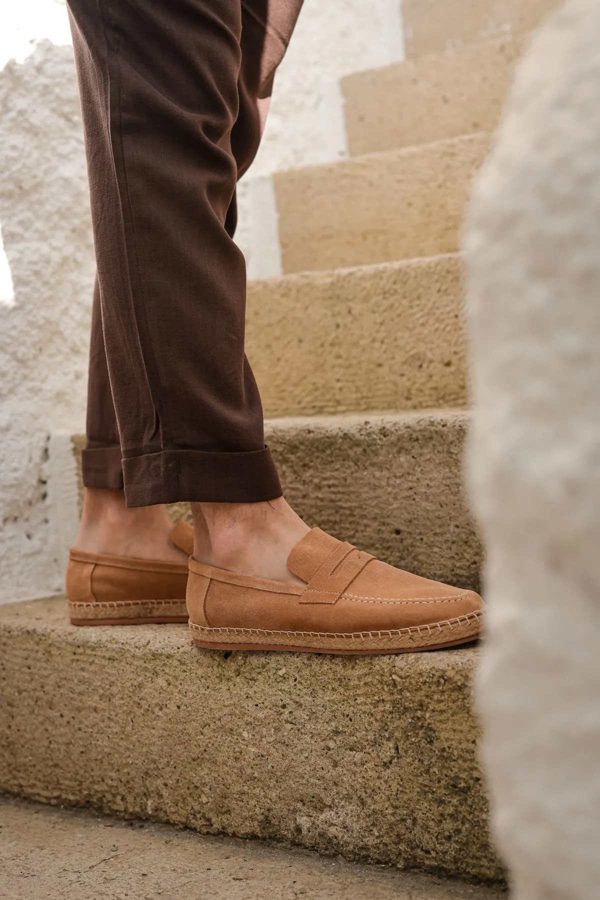 Minoa Bej Loafer Süet Hakiki Deri Erkek Espadril