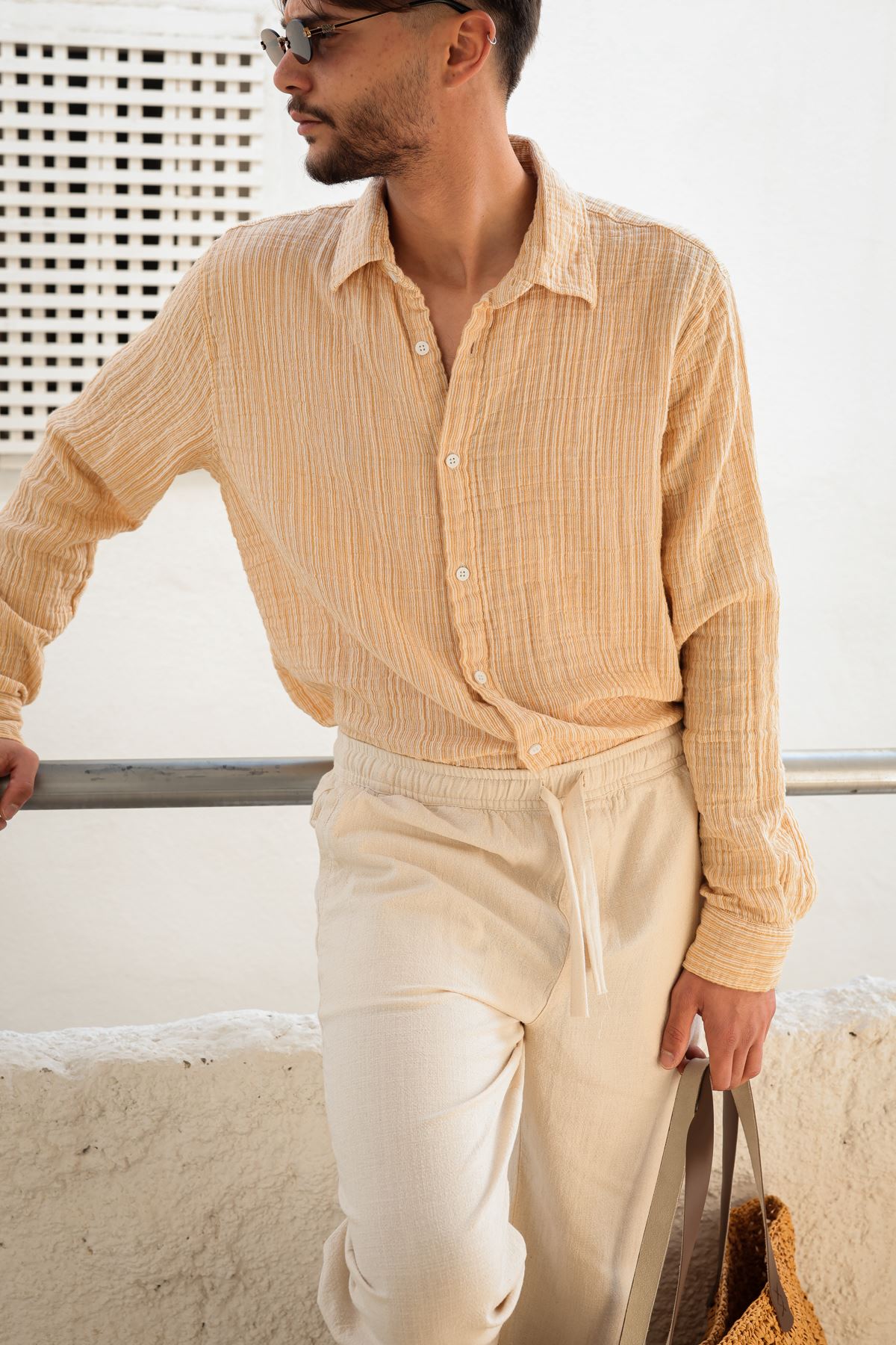 Tayland Hardal Çizgili Gömlek 