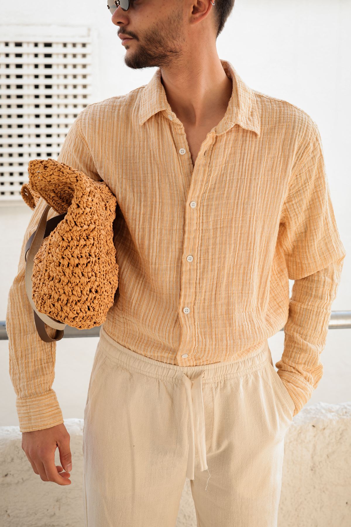 Tayland Hardal Çizgili Gömlek 