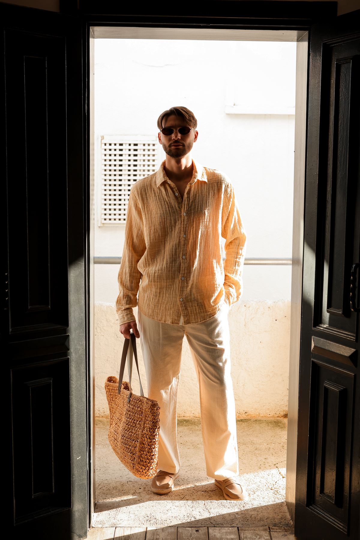 Tayland Hardal Çizgili Gömlek 