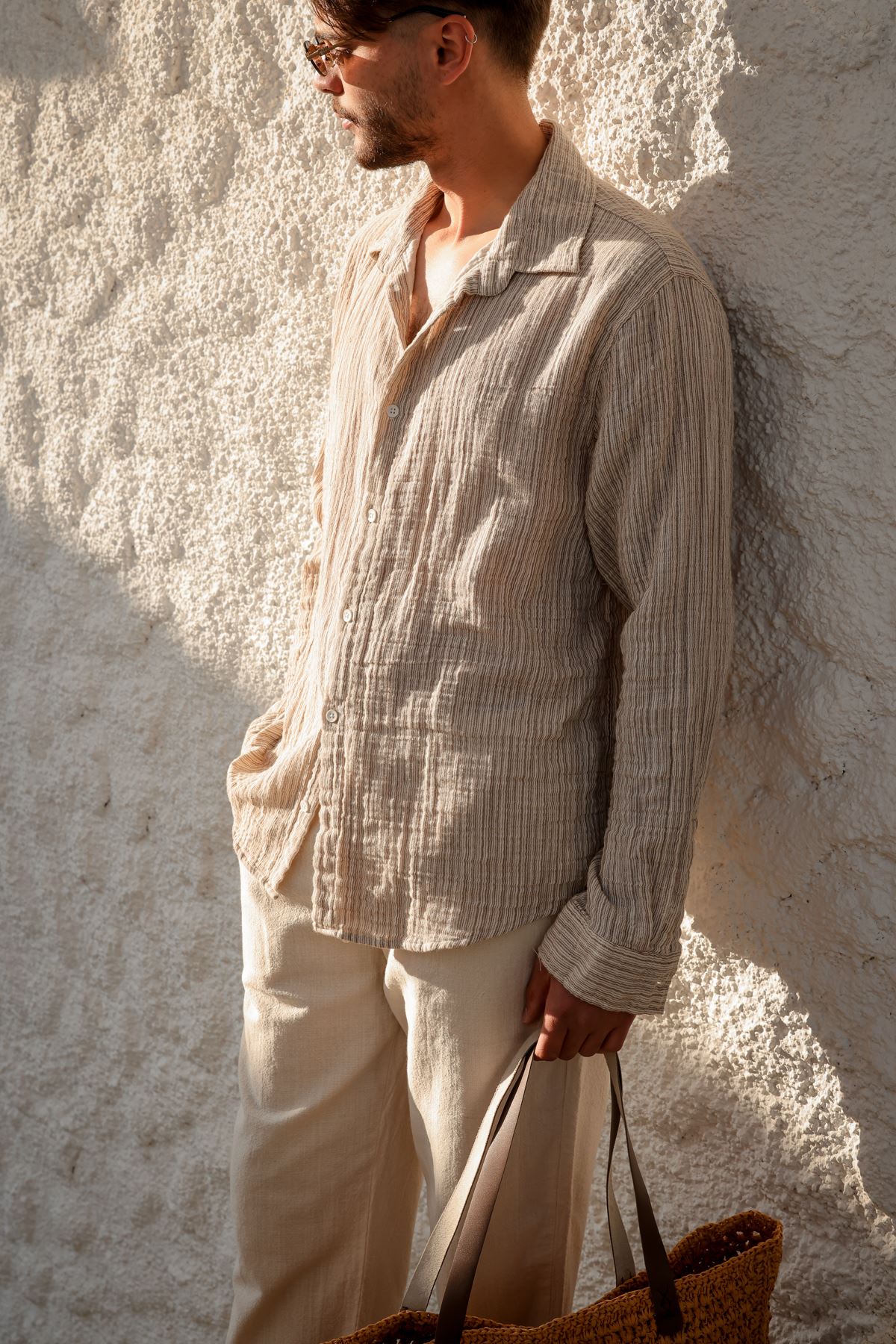 Tayland Kahve Çizgili Gömlek