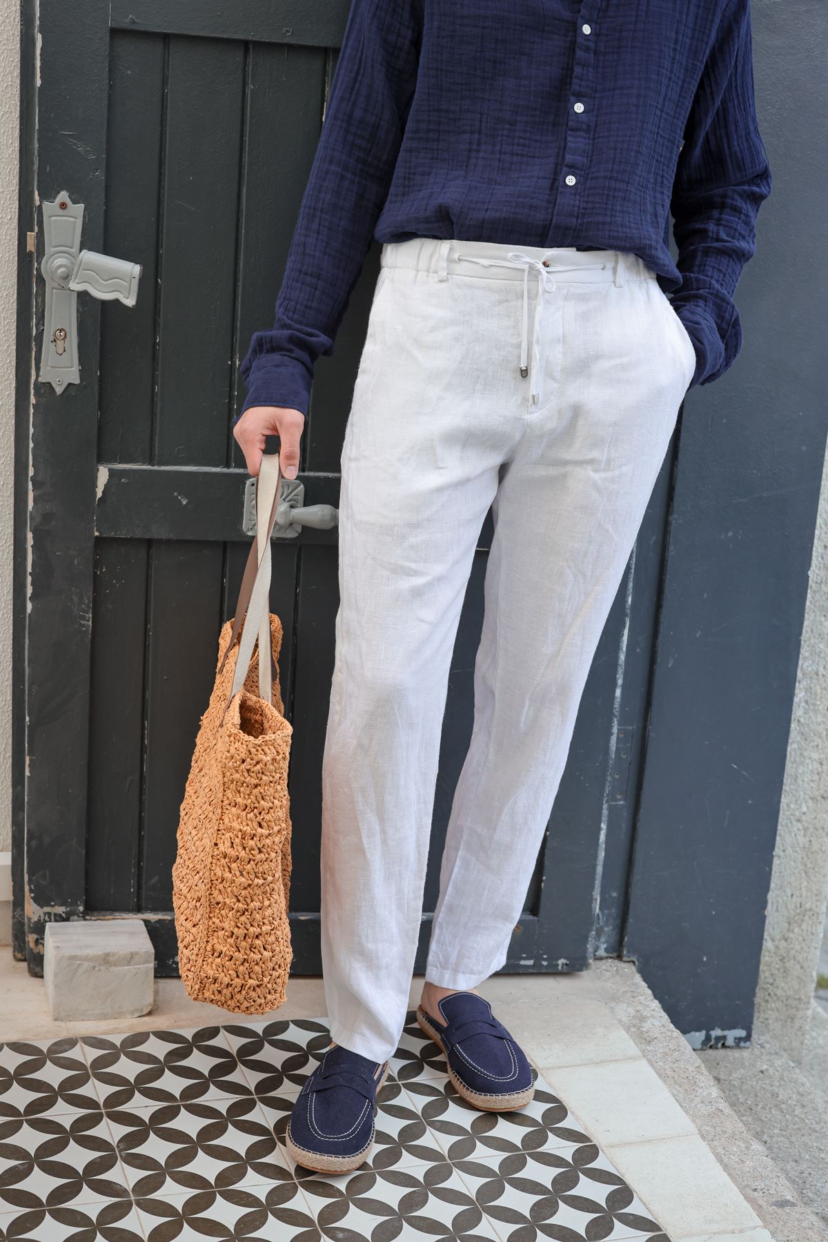 Sardis Beyaz %100 Keten Pantolon