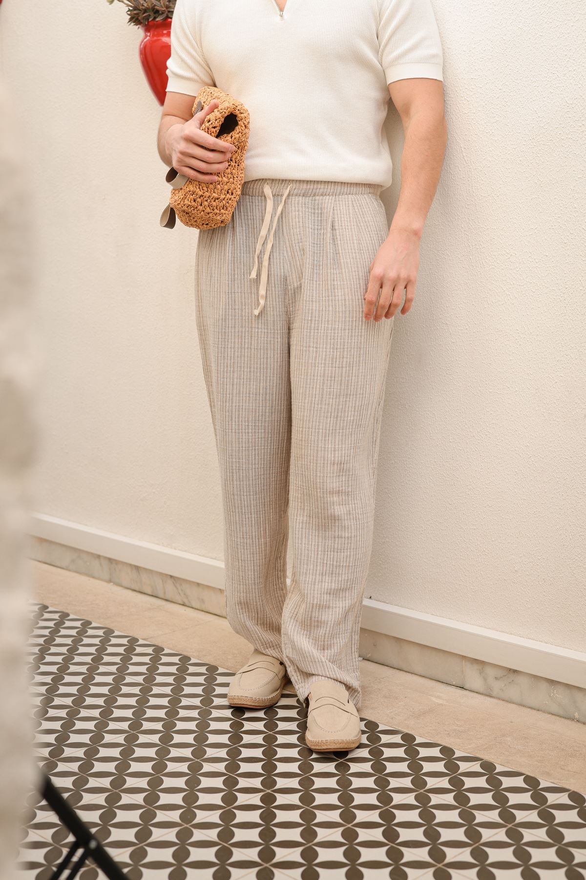 Krabi Kahve Çizgili Pantolon