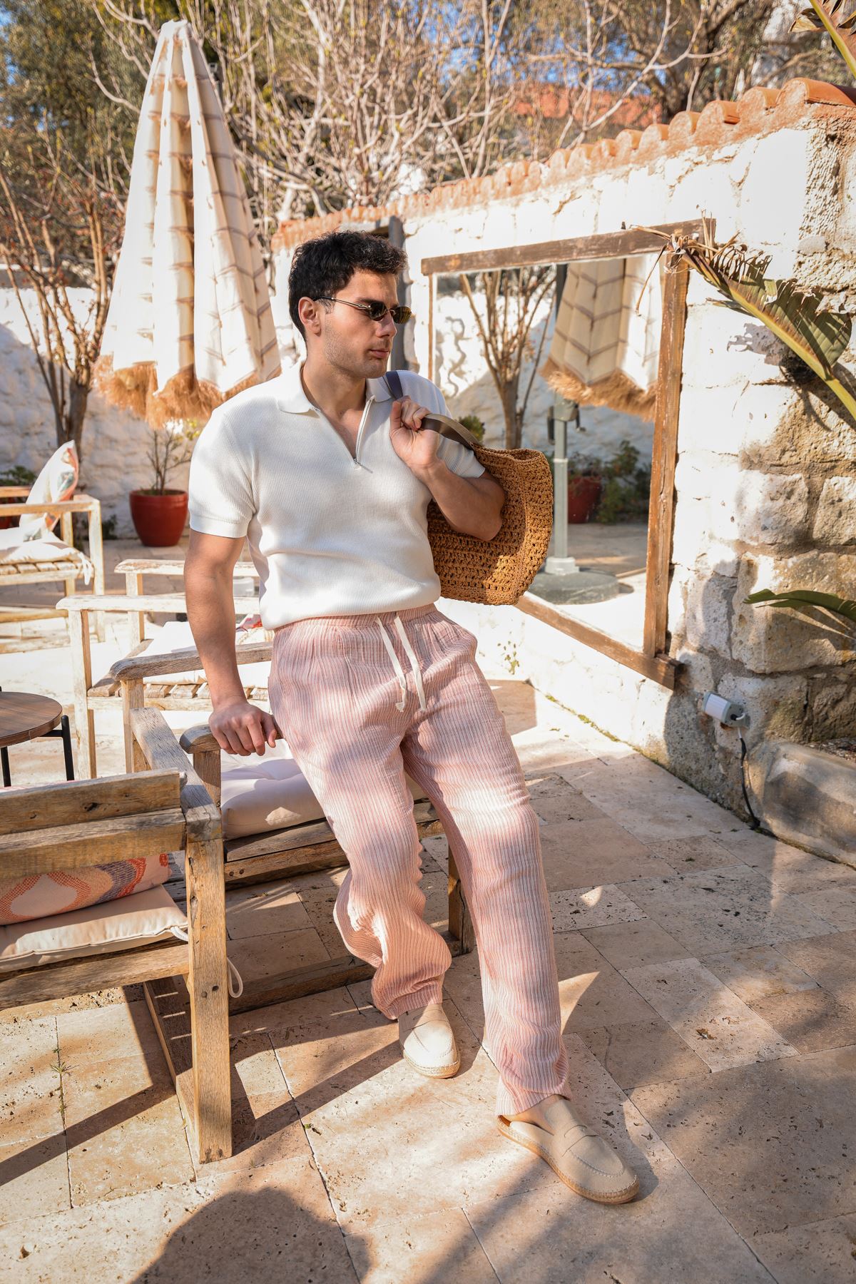 Krabi Kiremit Çizgili Pantolon