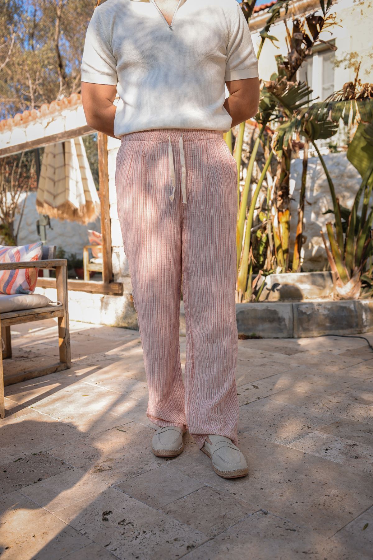 Krabi Kiremit Çizgili Pantolon