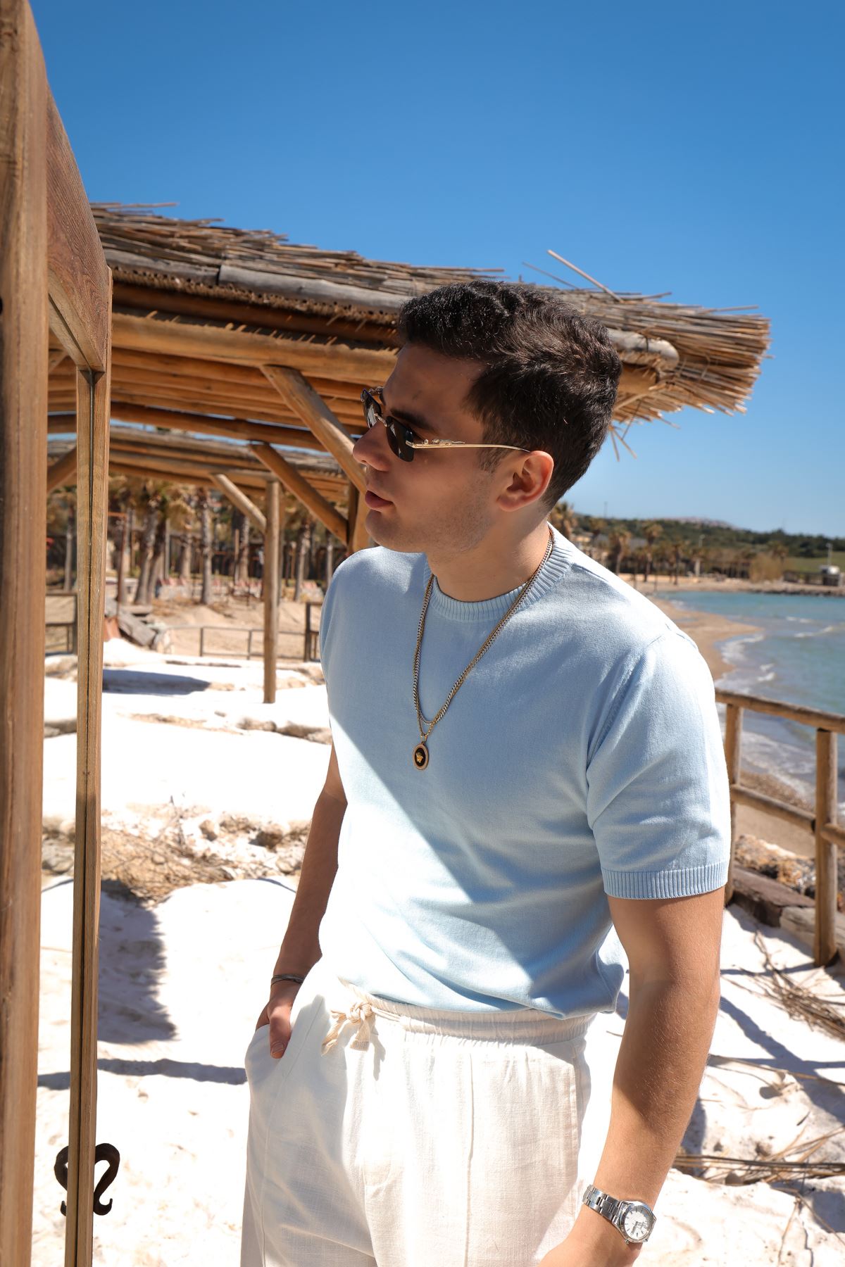 Briss Bebe Mavi Bisiklet Yaka Triko Tshirt