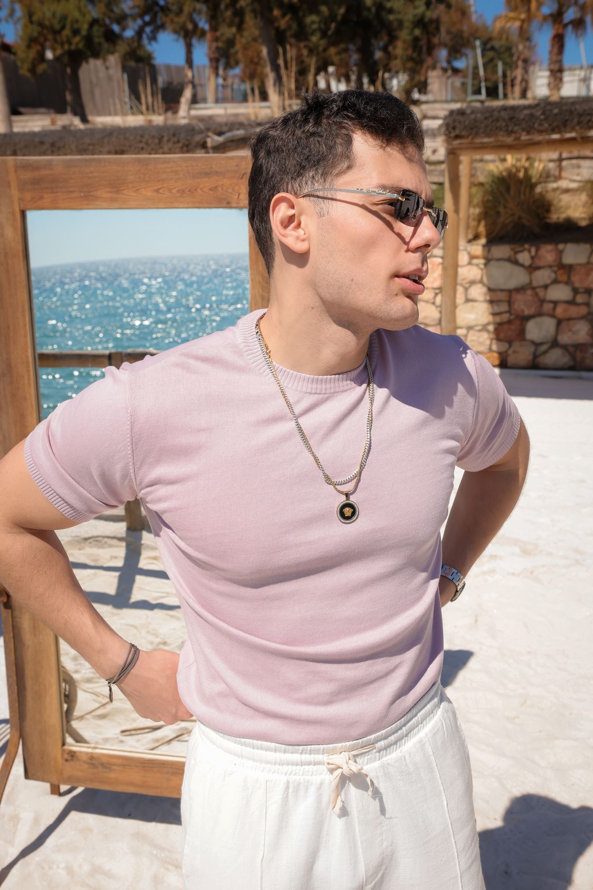 Briss Lila Bisiklet Yaka Triko Tshirt