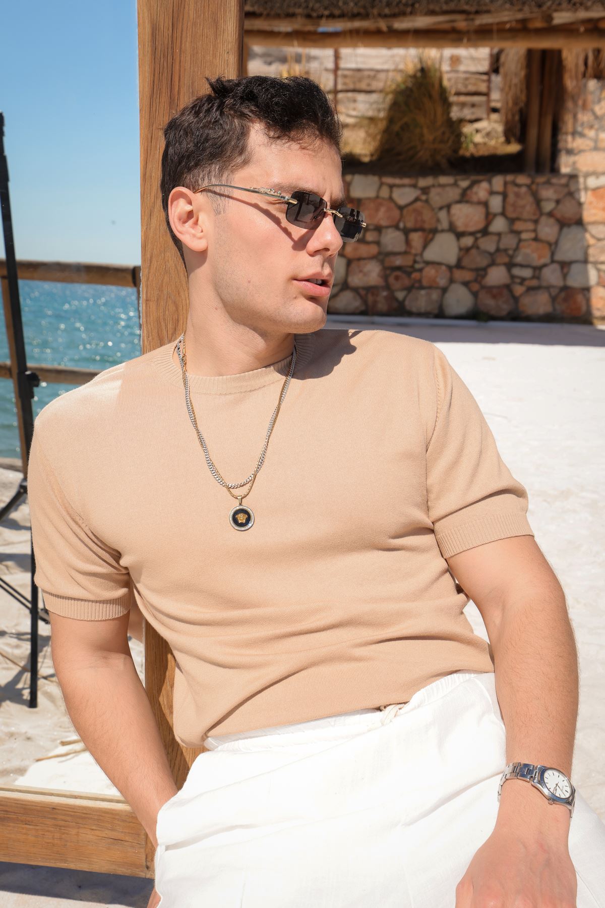 Briss Bej Bisiklet Yaka Triko Tshirt