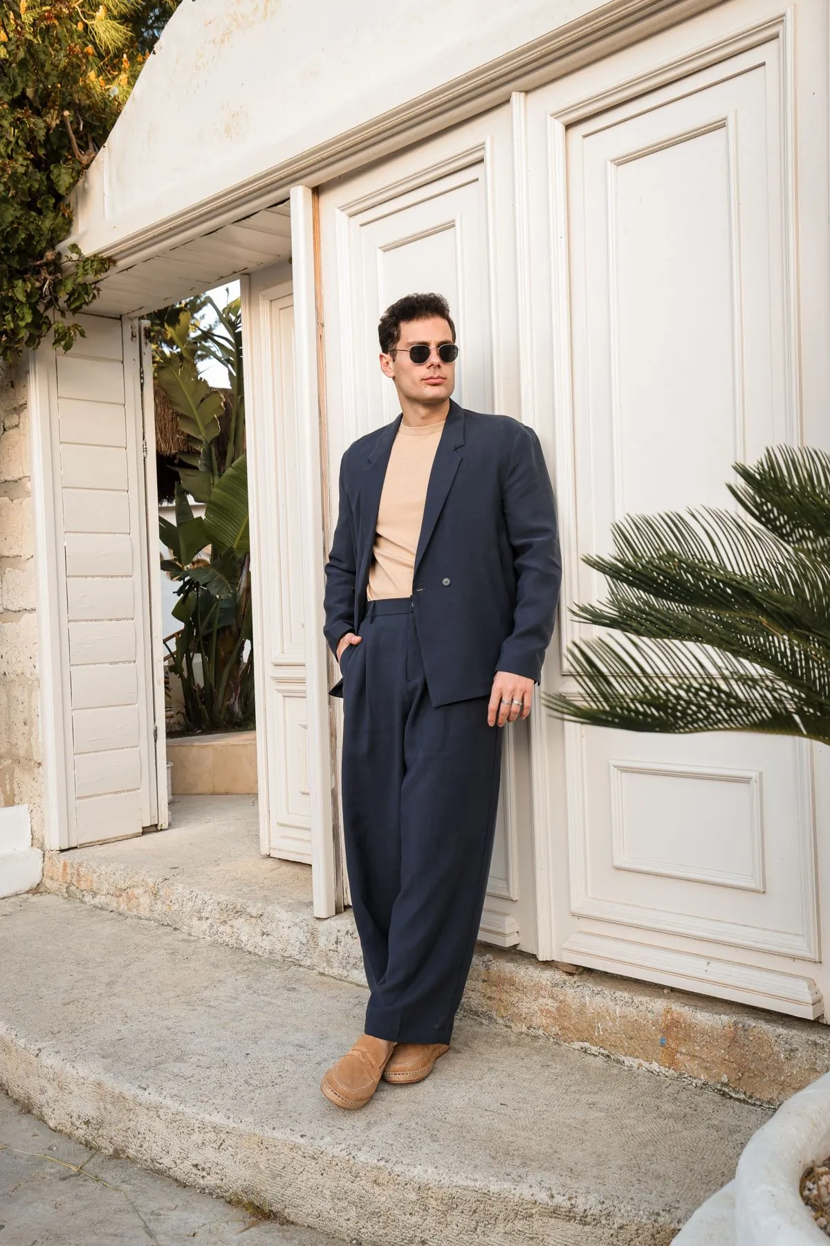 Lucia Lacivert Regular Fit Erkek Ceket ve Baggy Erkek Pantolon Takım