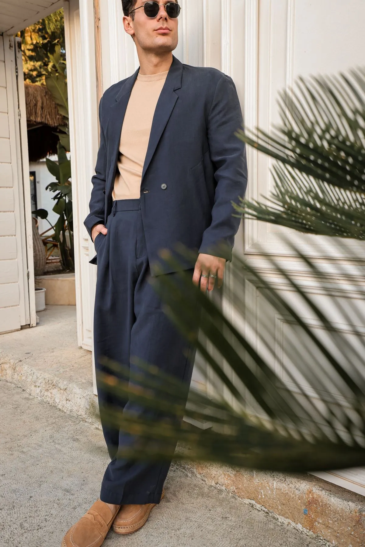Lucia Lacivert Regular Fit Erkek Ceket ve Baggy Erkek Pantolon Takım