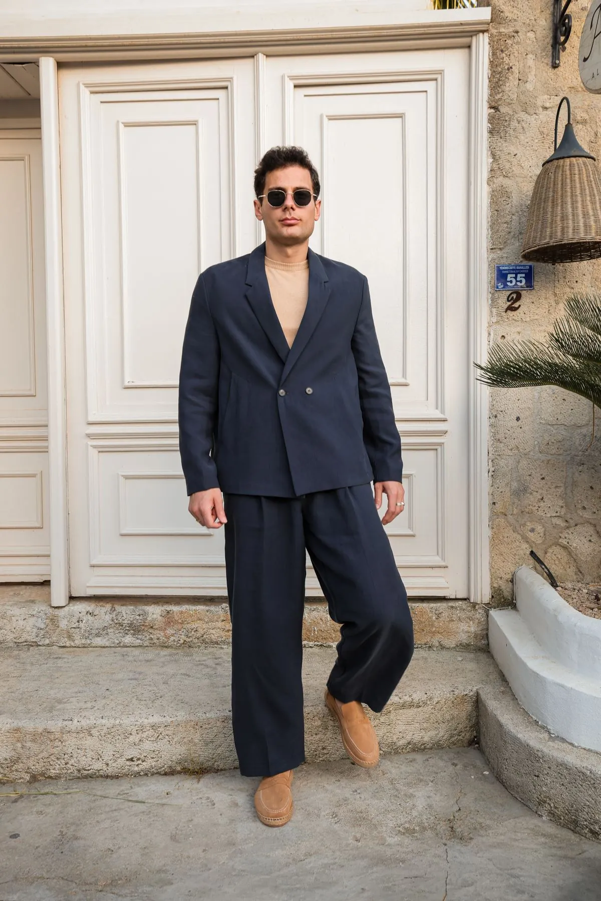 Lucia Lacivert Regular Fit Erkek Ceket ve Baggy Erkek Pantolon Takım