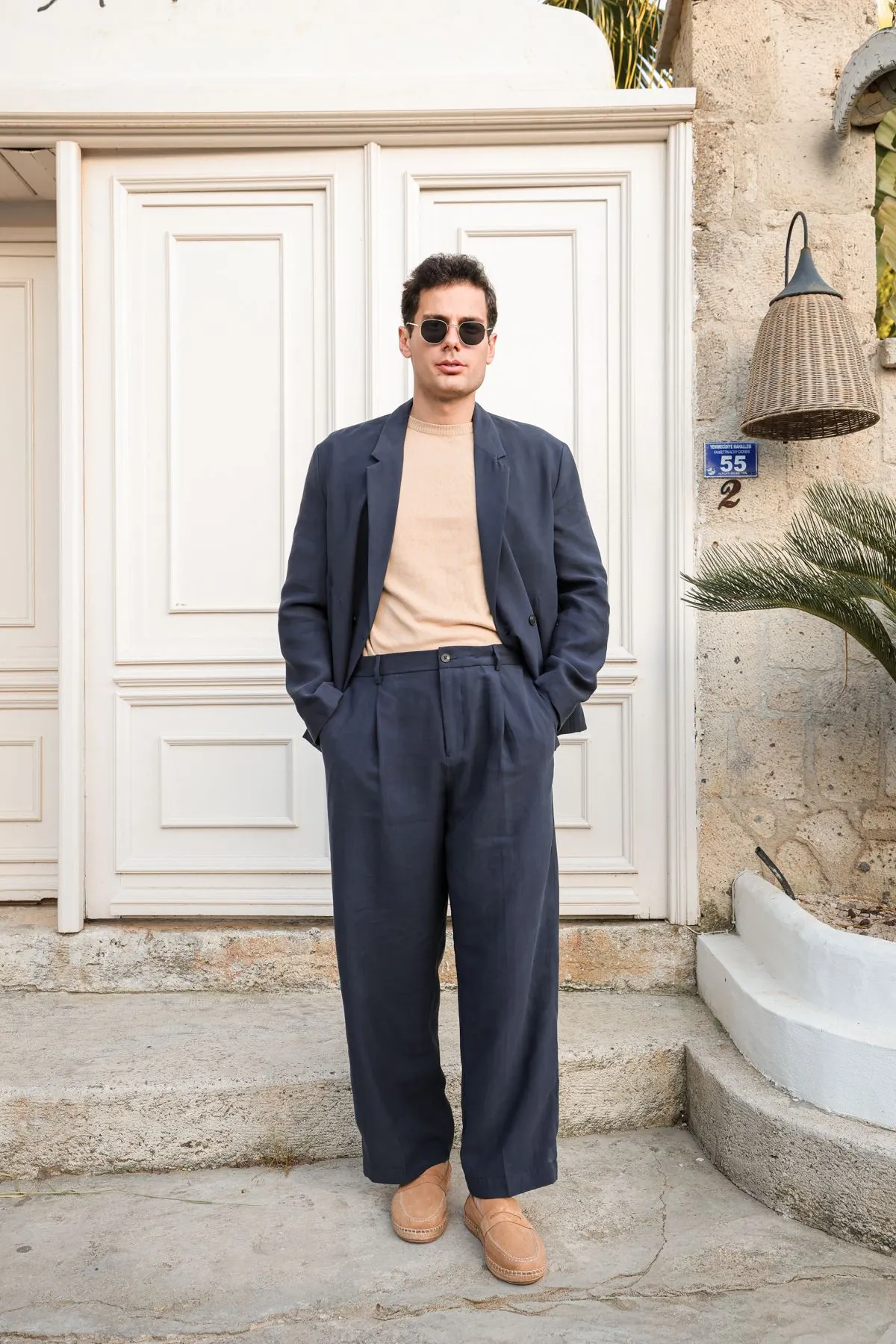 Lucia Lacivert Regular Fit Erkek Ceket ve Baggy Erkek Pantolon Takım