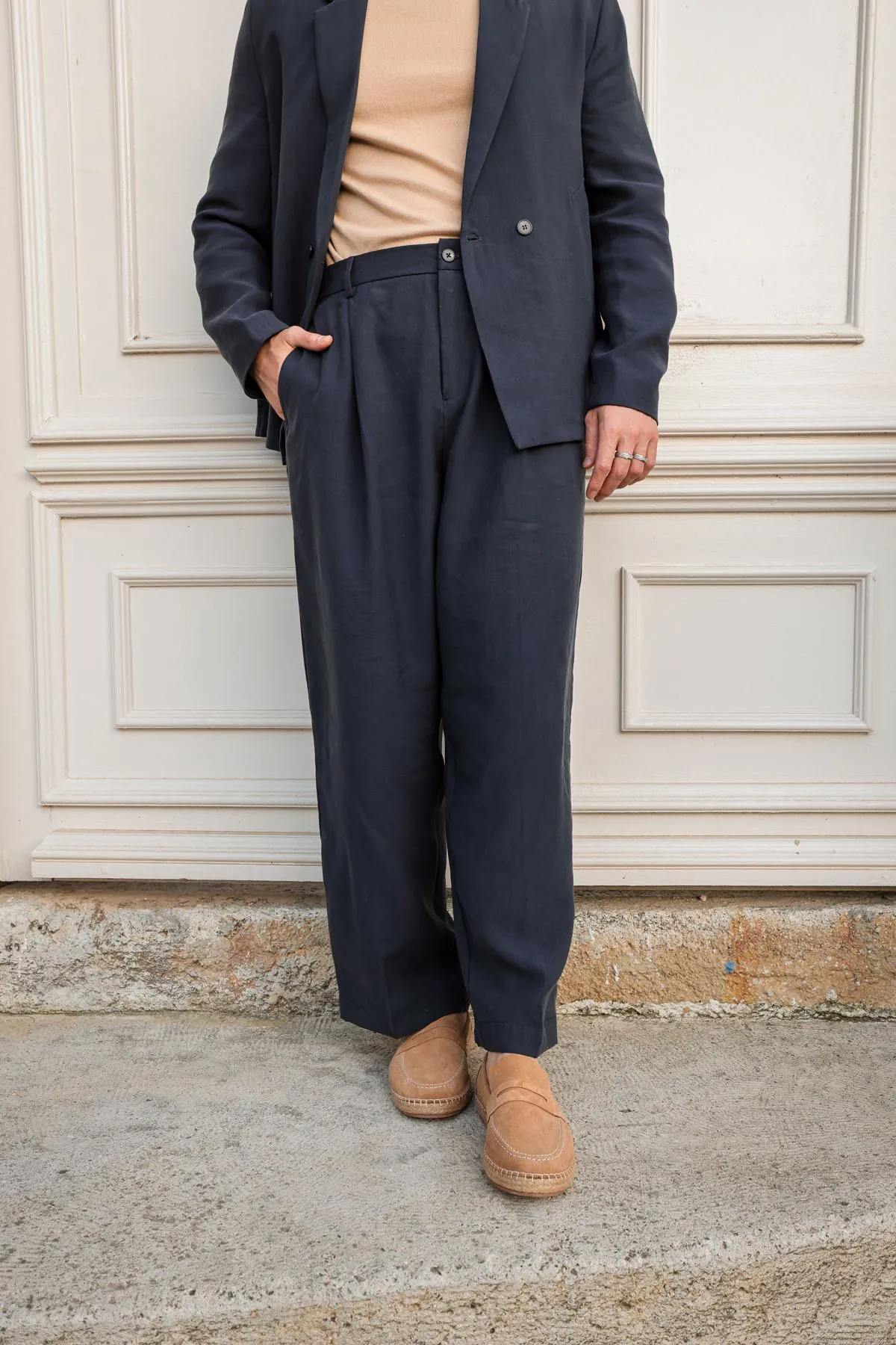 Lucia Lacivert Regular Fit Erkek Ceket ve Baggy Erkek Pantolon Takım