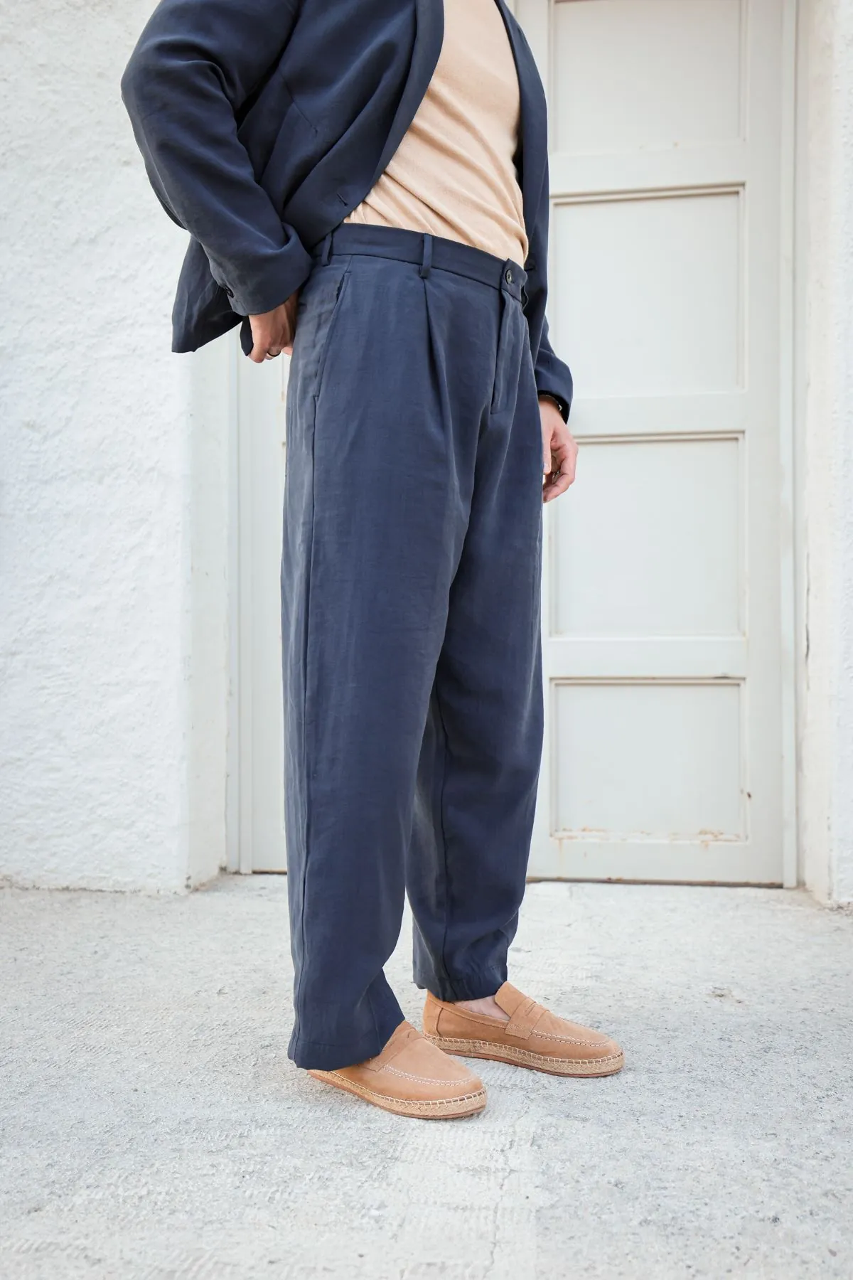Lucia Lacivert Regular Fit Erkek Ceket ve Baggy Erkek Pantolon Takım